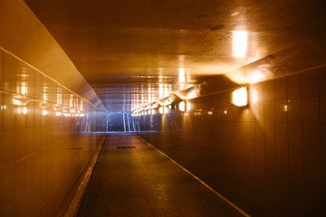 The underpass with the yellow lights