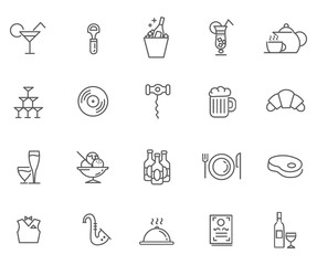 Icon Set For Restaurant, Cafe And Bar
