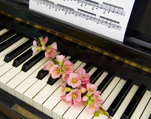 Condolence card - flower on piano