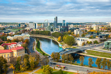 Fototapeta na wymiar Aerial view of Vilnius, Lithuania in autumn