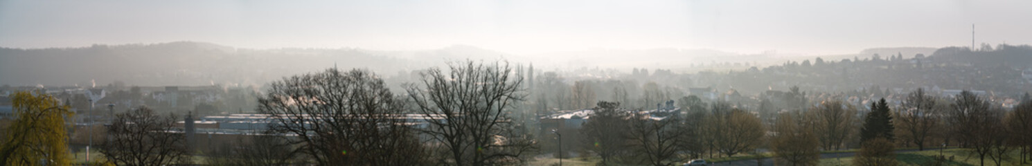 Panorama of foggy morning