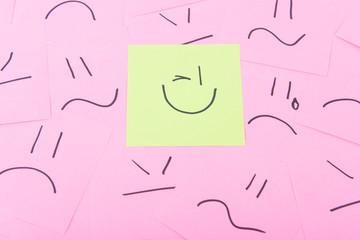 Yellow post it with happy face