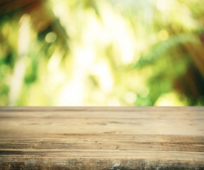 Fototapeta premium Beautiful spring or summer season abstract nature background with wooden floor