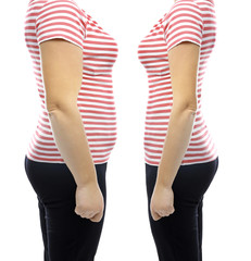 Fat and slim woman's body