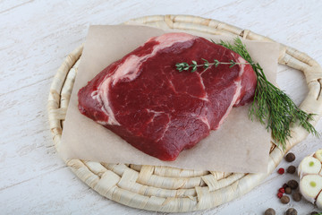 Raw ribeye steak