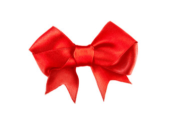 Red ribbon bow isolated on white