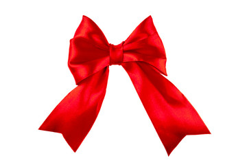 Red ribbon bow isolated on white