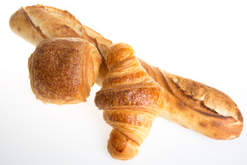 Croissants chocolatine and baguette- fresh from the oven