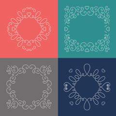 Rope frames, decorative frame in nautical style. Elegant frame from marine rope for your brochures, invitations, wedding cards, posters, banners, leaflets, flyers, web. Vector illustration