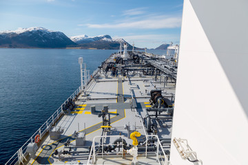 Tanker deck at anchor in the fiord