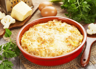 Cauliflower baked with cheese and eggs