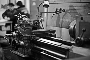 turning equipment machinery factory old - obrazy, fototapety, plakaty