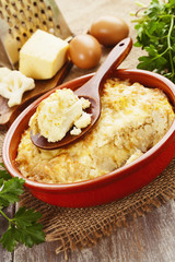 Cauliflower baked with cheese and eggs