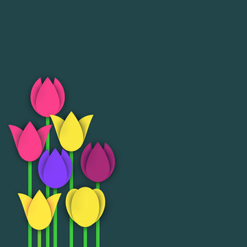 Simple design tulips set in different colors and shapes - vector eps 10 illustration