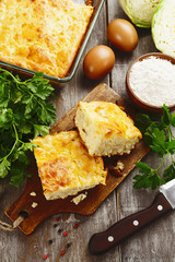 Pie with cabbage and eggs