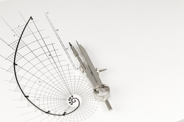 drawing of the golden section & compass
