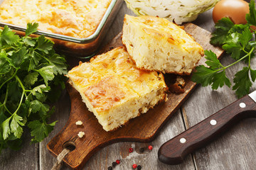 Pie with cabbage and eggs