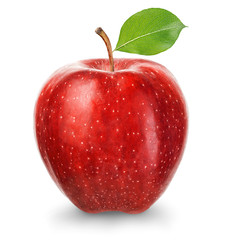Ripe red apple isolated on a white background.
