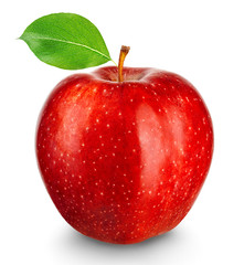 Ripe red apple isolated on a white background.