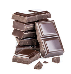 chocolate bars isolated on white background