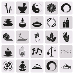 Yoga Icons Set for Spa Center. Vector