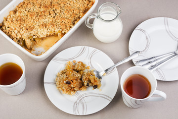 Homemade apple crumble