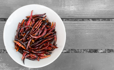 dry chilli on white bowl