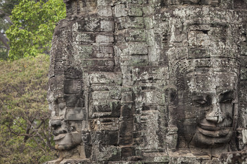 Serenity stone carved faces in Bayon temple, Angkor Thom, Cambodia