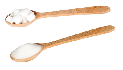 two wooden spoons with granulated sugar and Sugar-Boy