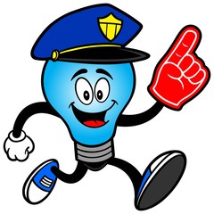 Police Bulb Running with a Foam Finger