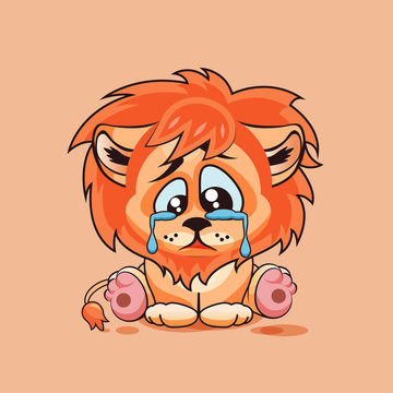 Sad Lion cub crying