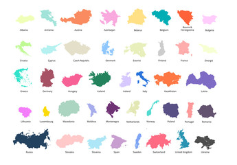 Colorful European countries political map with clearly labeled, separated layers. Vector illustration.