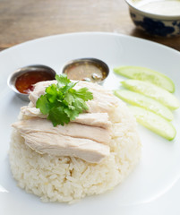 chicken rice on white background