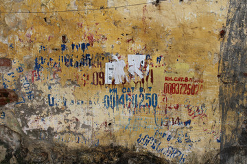 Distressed wall with graffiti