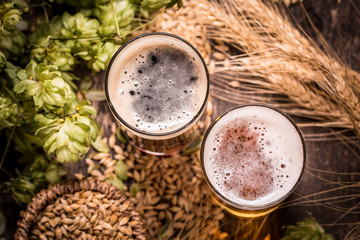 Assorted Beers in a Flight Ready for Tasting,vintage filter