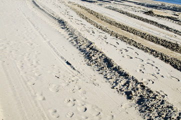 Vehicle footprint on sand