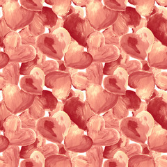 Seamless pattern of beautiful watercolor hearts