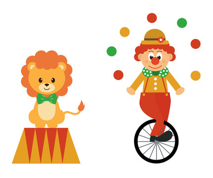 lion and clown and bike