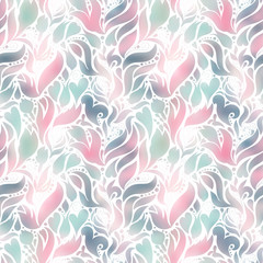 vector seamless color pattern of spirals, swirls, doodles and flowers