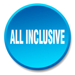 all inclusive blue round flat isolated push button