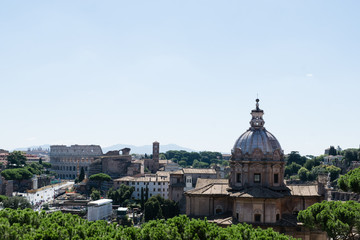 Fototapeta na wymiar City skyline with old church, Rome, Italy.