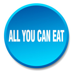 all you can eat blue round flat isolated push button