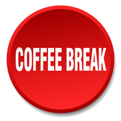 coffee break red round flat isolated push button