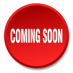 coming soon red round flat isolated push button