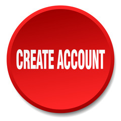create account red round flat isolated push button