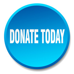 donate today blue round flat isolated push button