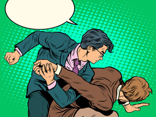 Fototapeta premium Men businessmen fighting