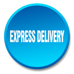 express delivery blue round flat isolated push button