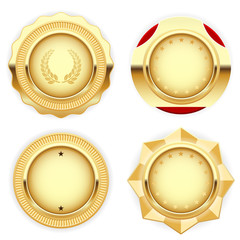Golden medal and emblem (insignia) - cogged and round