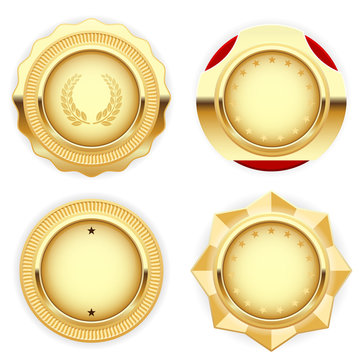 Golden medal and emblem (insignia) - cogged and round